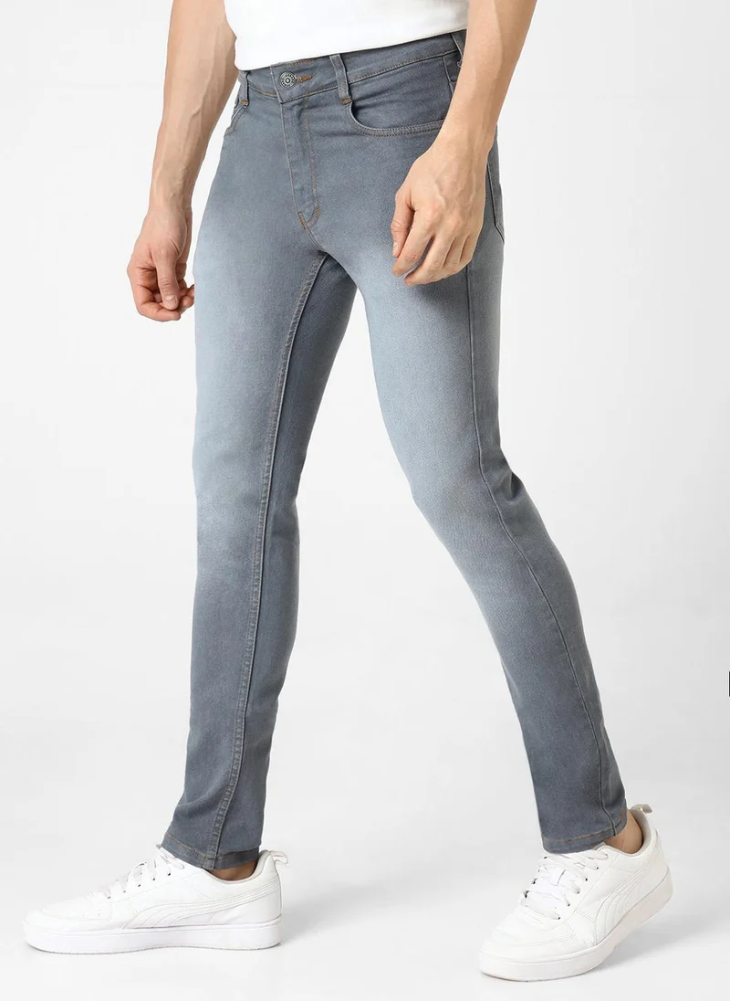 Urbano Fashion  Urbano Fashion Men's Grey Slim Fit Washed Jeans Stretchable for Men | Best Price UAE